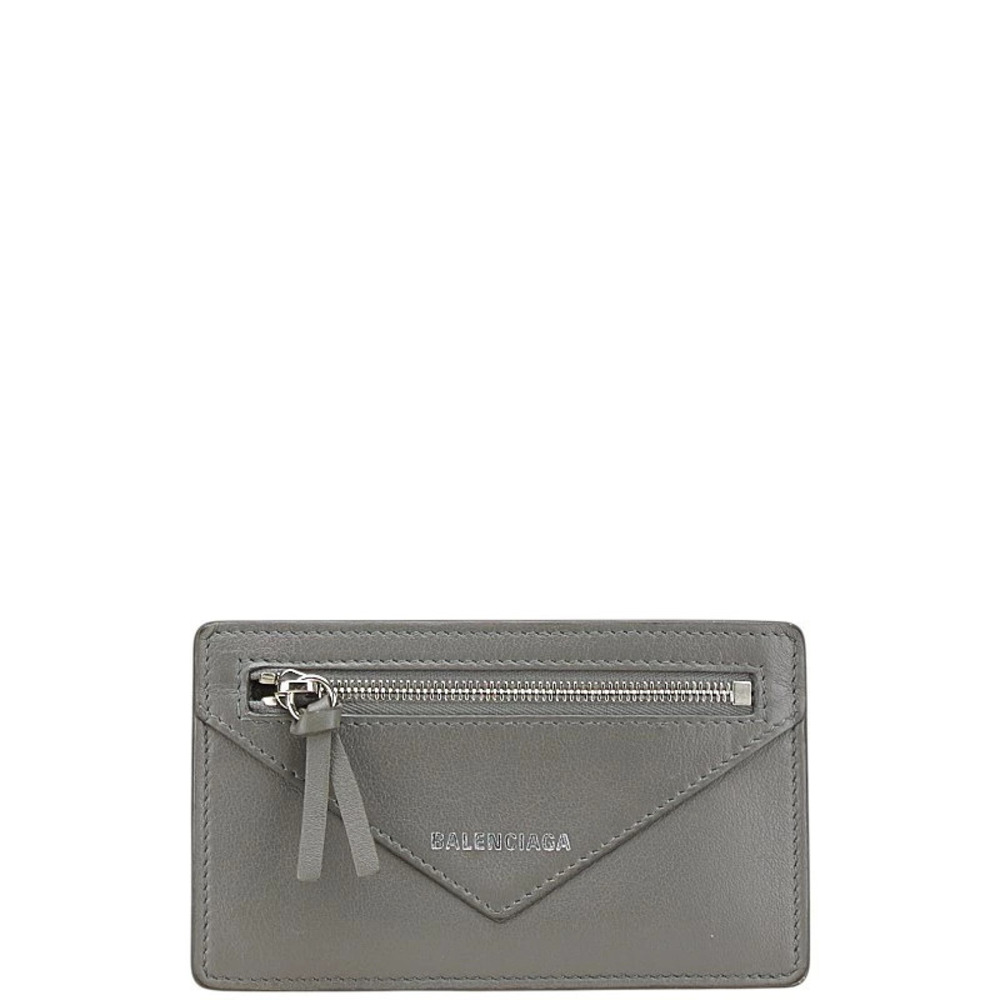 Balenciaga Card Case Wallet Coin Fragment Gray Leather